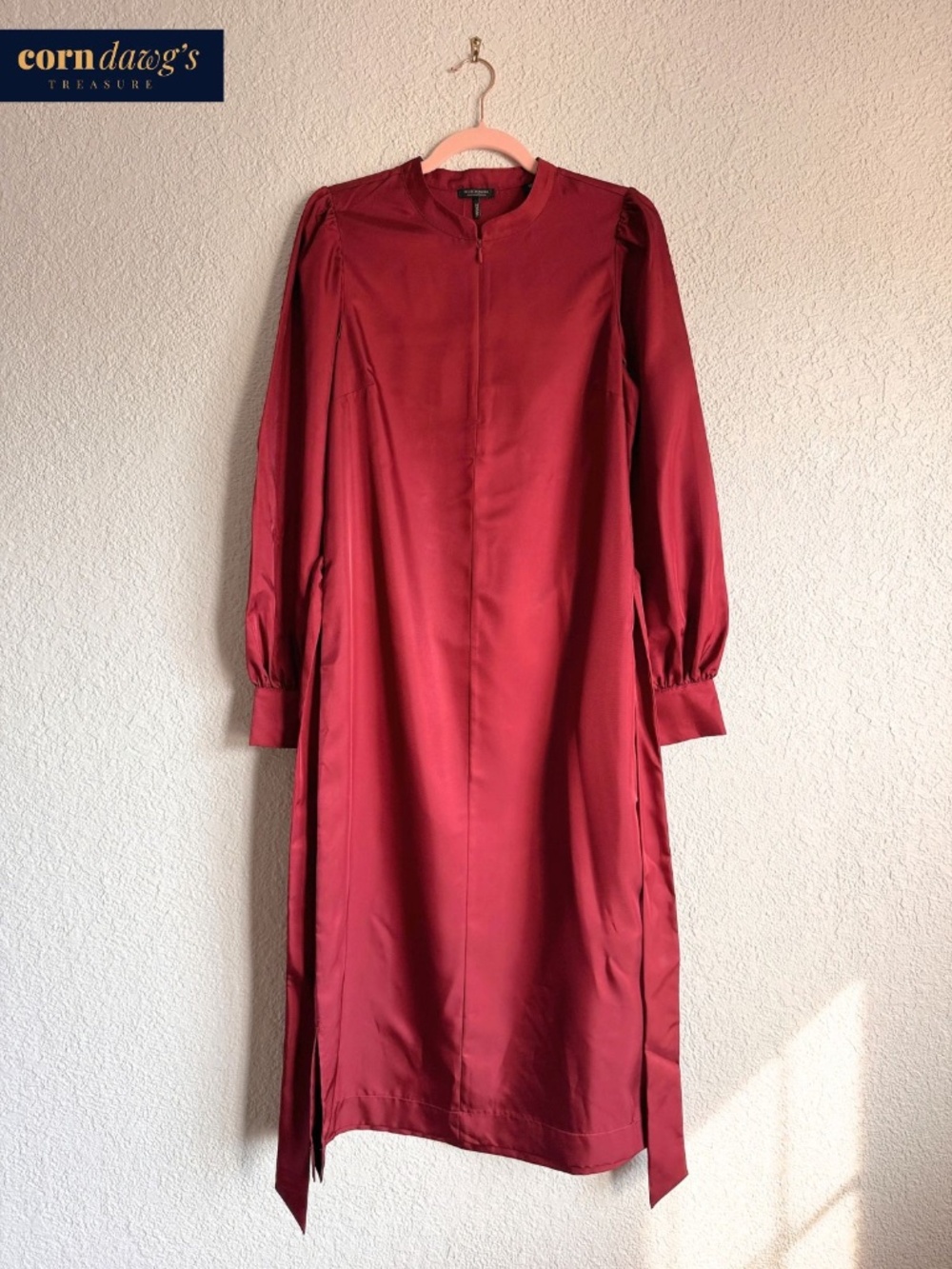 Scotch & Soda Burgundy Satin Midi Dress - Size M - Picture 3 of 10